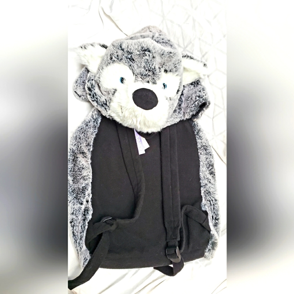 Plush Backpack, Wolf, Bookbag, 14 inches, Gift for Kids, Plush Toy